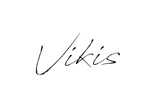 Use a signature maker to create a handwritten signature online. With this signature software, you can design (Antro_Vectra) your own signature for name Vikis. Vikis signature style 6 images and pictures png