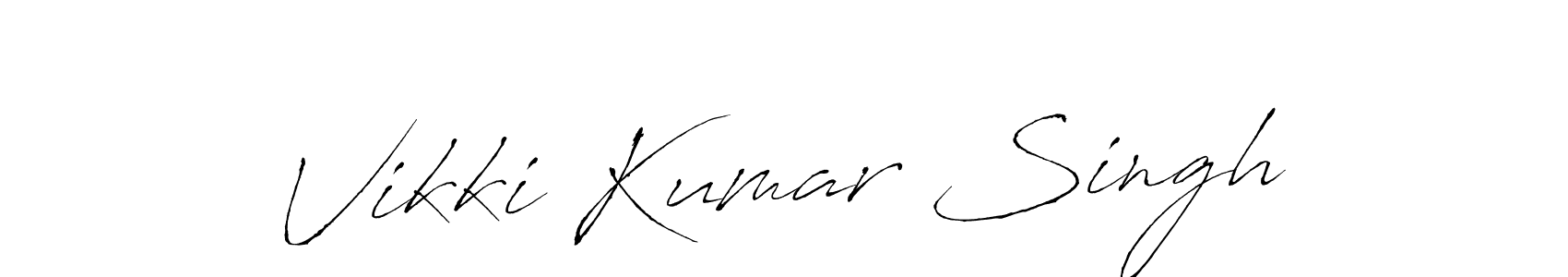 You should practise on your own different ways (Antro_Vectra) to write your name (Vikki Kumar Singh) in signature. don't let someone else do it for you. Vikki Kumar Singh signature style 6 images and pictures png