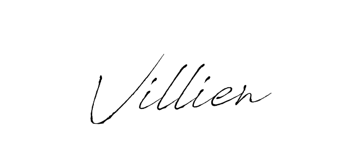 Design your own signature with our free online signature maker. With this signature software, you can create a handwritten (Antro_Vectra) signature for name Villien. Villien signature style 6 images and pictures png