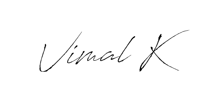 Use a signature maker to create a handwritten signature online. With this signature software, you can design (Antro_Vectra) your own signature for name Vimal K. Vimal K signature style 6 images and pictures png