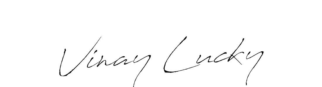 if you are searching for the best signature style for your name Vinay Lucky. so please give up your signature search. here we have designed multiple signature styles  using Antro_Vectra. Vinay Lucky signature style 6 images and pictures png