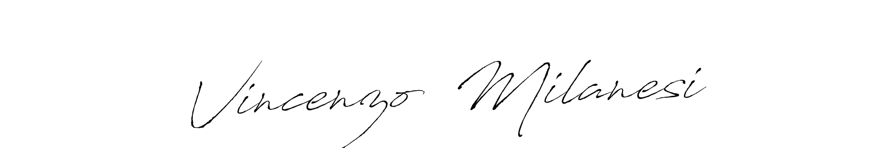 The best way (Antro_Vectra) to make a short signature is to pick only two or three words in your name. The name Vincenzo  Milanesi include a total of six letters. For converting this name. Vincenzo  Milanesi signature style 6 images and pictures png