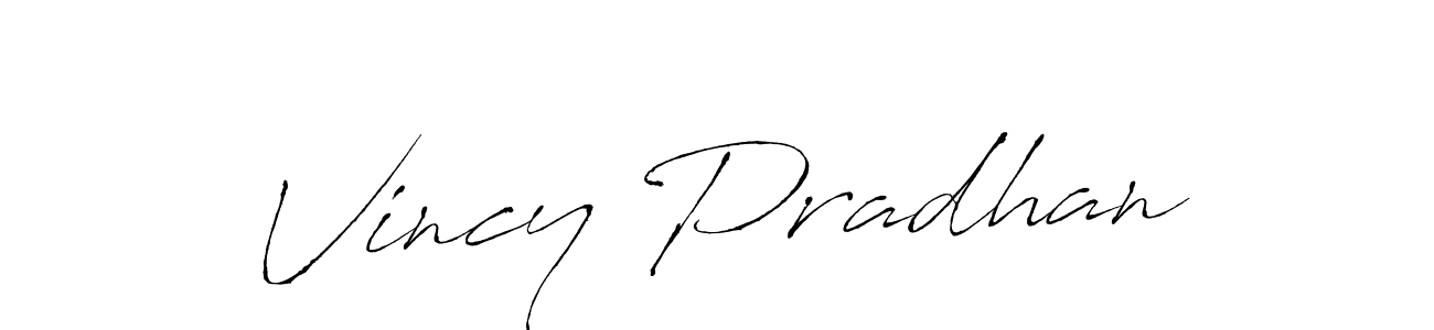 Antro_Vectra is a professional signature style that is perfect for those who want to add a touch of class to their signature. It is also a great choice for those who want to make their signature more unique. Get Vincy Pradhan name to fancy signature for free. Vincy Pradhan signature style 6 images and pictures png