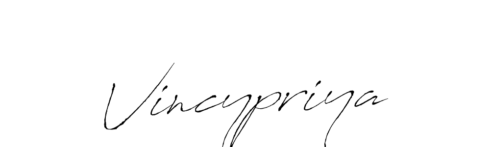 How to make Vincypriya signature? Antro_Vectra is a professional autograph style. Create handwritten signature for Vincypriya name. Vincypriya signature style 6 images and pictures png