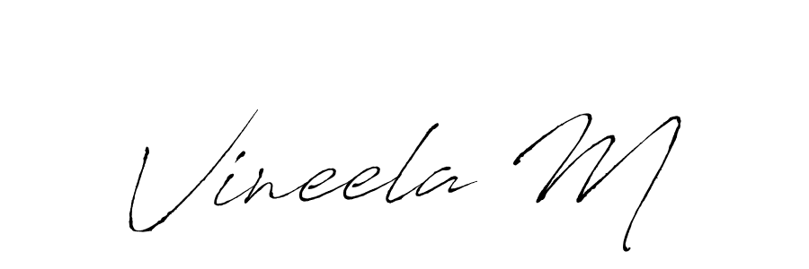 Design your own signature with our free online signature maker. With this signature software, you can create a handwritten (Antro_Vectra) signature for name Vineela M. Vineela M signature style 6 images and pictures png