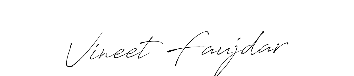 Vineet Faujdar stylish signature style. Best Handwritten Sign (Antro_Vectra) for my name. Handwritten Signature Collection Ideas for my name Vineet Faujdar. Vineet Faujdar signature style 6 images and pictures png