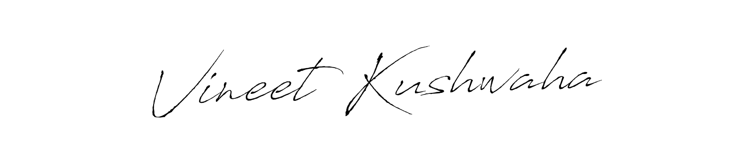 How to make Vineet Kushwaha name signature. Use Antro_Vectra style for creating short signs online. This is the latest handwritten sign. Vineet Kushwaha signature style 6 images and pictures png