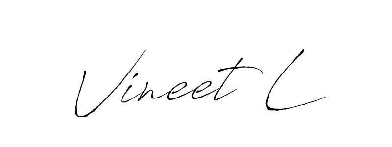Vineet L stylish signature style. Best Handwritten Sign (Antro_Vectra) for my name. Handwritten Signature Collection Ideas for my name Vineet L. Vineet L signature style 6 images and pictures png