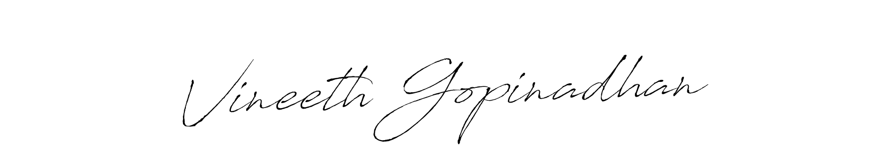 How to make Vineeth Gopinadhan name signature. Use Antro_Vectra style for creating short signs online. This is the latest handwritten sign. Vineeth Gopinadhan signature style 6 images and pictures png