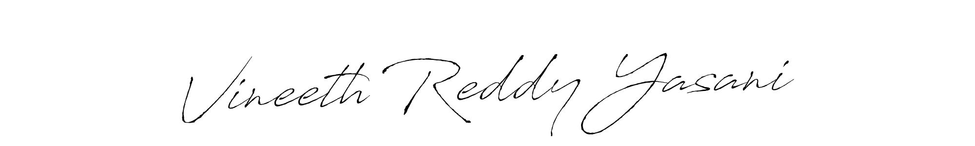 How to make Vineeth Reddy Yasani name signature. Use Antro_Vectra style for creating short signs online. This is the latest handwritten sign. Vineeth Reddy Yasani signature style 6 images and pictures png