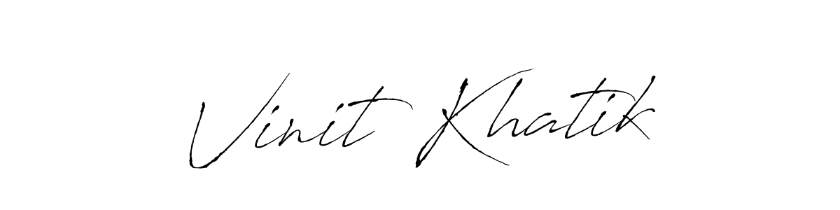 Antro_Vectra is a professional signature style that is perfect for those who want to add a touch of class to their signature. It is also a great choice for those who want to make their signature more unique. Get Vinit Khatik name to fancy signature for free. Vinit Khatik signature style 6 images and pictures png