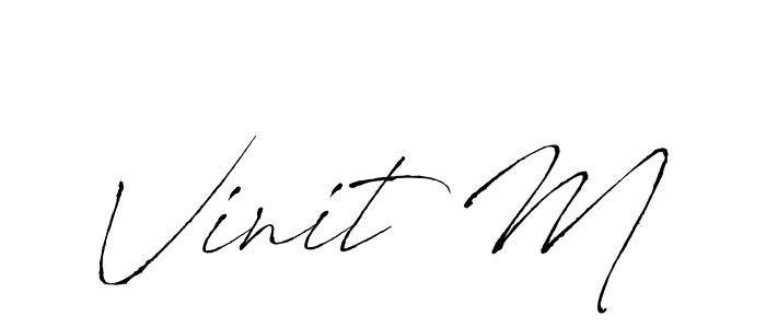 How to make Vinit M name signature. Use Antro_Vectra style for creating short signs online. This is the latest handwritten sign. Vinit M signature style 6 images and pictures png