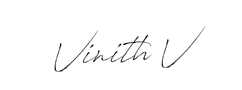 The best way (Antro_Vectra) to make a short signature is to pick only two or three words in your name. The name Vinith V include a total of six letters. For converting this name. Vinith V signature style 6 images and pictures png