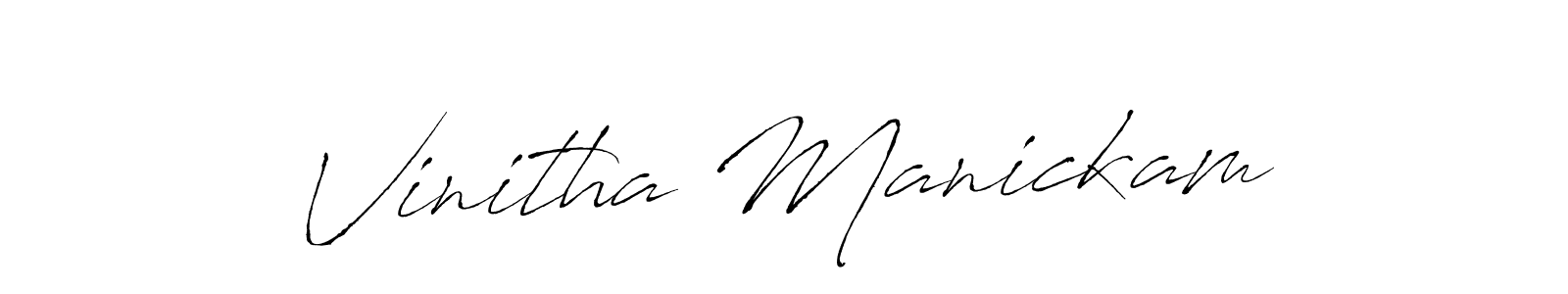 How to make Vinitha Manickam name signature. Use Antro_Vectra style for creating short signs online. This is the latest handwritten sign. Vinitha Manickam signature style 6 images and pictures png