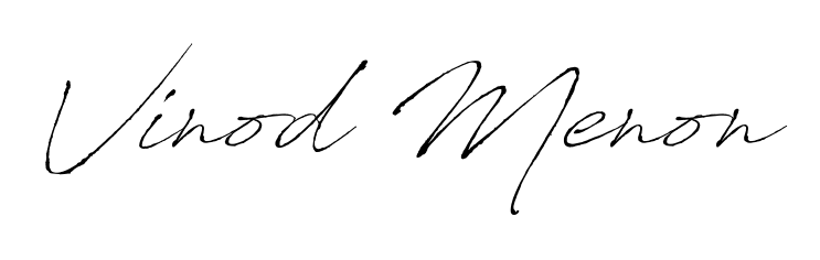 A dynamic signature style for Vinod Menon using Antro_Vectra script. Designed to look authentic, handwritten, and professional. Vinod Menon signature style 6 images and pictures png