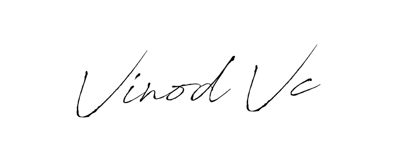 How to make Vinod Vc name signature. Use Antro_Vectra style for creating short signs online. This is the latest handwritten sign. Vinod Vc signature style 6 images and pictures png