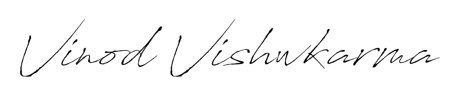 The Antro_Vectra lettering style adds unique flourish to name Vinod Vishwkarma. Stand out with a custom digital autograph made in seconds. Vinod Vishwkarma signature style 6 images and pictures png