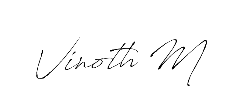 Vinoth M stylish signature style. Best Handwritten Sign (Antro_Vectra) for my name. Handwritten Signature Collection Ideas for my name Vinoth M. Vinoth M signature style 6 images and pictures png