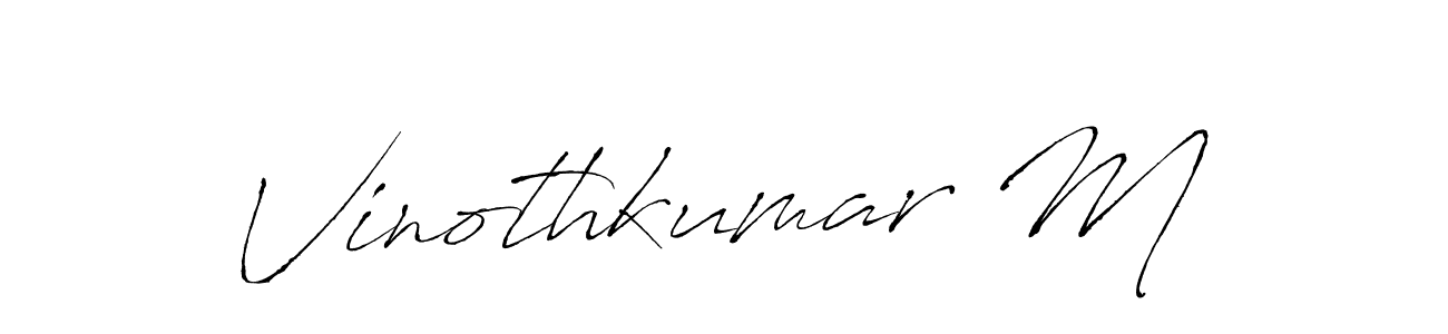 The best way (Antro_Vectra) to make a short signature is to pick only two or three words in your name. The name Vinothkumar M include a total of six letters. For converting this name. Vinothkumar M signature style 6 images and pictures png