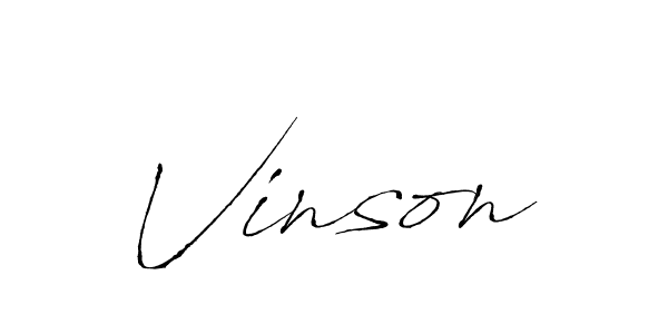 Make a beautiful signature design for name Vinson. With this signature (Antro_Vectra) style, you can create a handwritten signature for free. Vinson signature style 6 images and pictures png