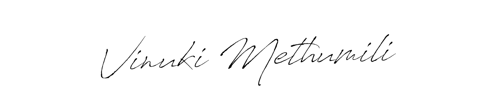 This is the best signature style for the Vinuki Methumili name. Also you like these signature font (Antro_Vectra). Mix name signature. Vinuki Methumili signature style 6 images and pictures png