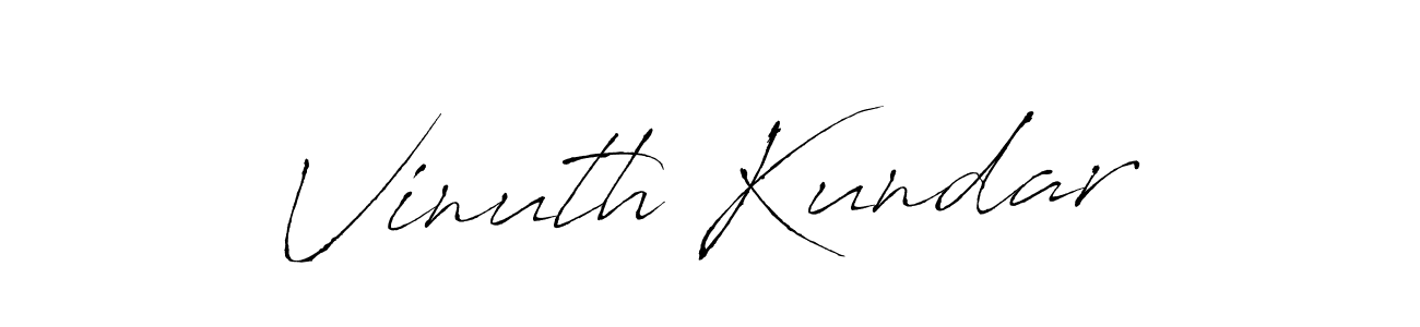 You should practise on your own different ways (Antro_Vectra) to write your name (Vinuth Kundar) in signature. don't let someone else do it for you. Vinuth Kundar signature style 6 images and pictures png