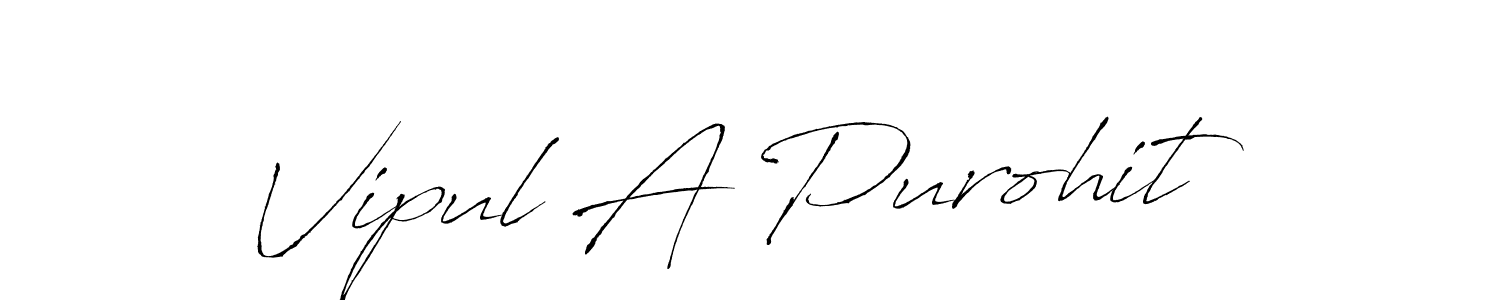 How to make Vipul A Purohit name signature. Use Antro_Vectra style for creating short signs online. This is the latest handwritten sign. Vipul A Purohit signature style 6 images and pictures png