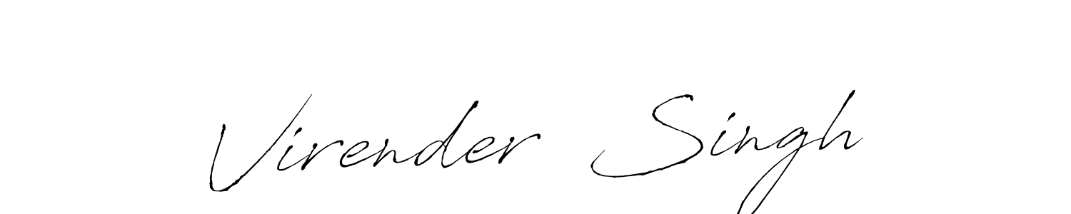 The best way (Antro_Vectra) to make a short signature is to pick only two or three words in your name. The name Virender  Singh include a total of six letters. For converting this name. Virender  Singh signature style 6 images and pictures png