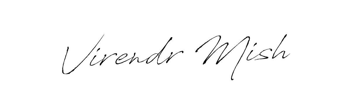 The best way (Antro_Vectra) to make a short signature is to pick only two or three words in your name. The name Virendr Mish include a total of six letters. For converting this name. Virendr Mish signature style 6 images and pictures png