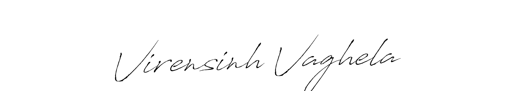 How to make Virensinh Vaghela name signature. Use Antro_Vectra style for creating short signs online. This is the latest handwritten sign. Virensinh Vaghela signature style 6 images and pictures png