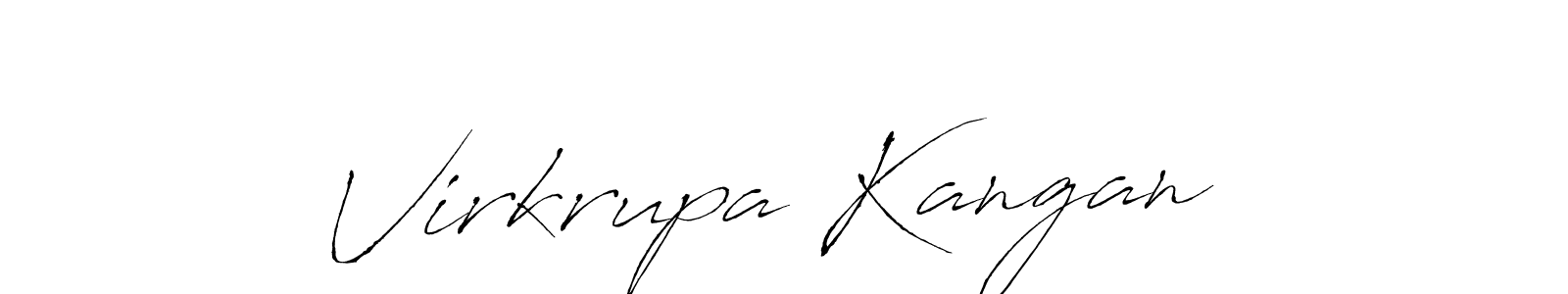 The best way (Antro_Vectra) to make a short signature is to pick only two or three words in your name. The name Virkrupa Kangan  include a total of six letters. For converting this name. Virkrupa Kangan  signature style 6 images and pictures png