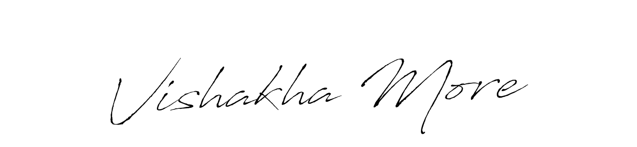 How to make Vishakha More name signature. Use Antro_Vectra style for creating short signs online. This is the latest handwritten sign. Vishakha More signature style 6 images and pictures png