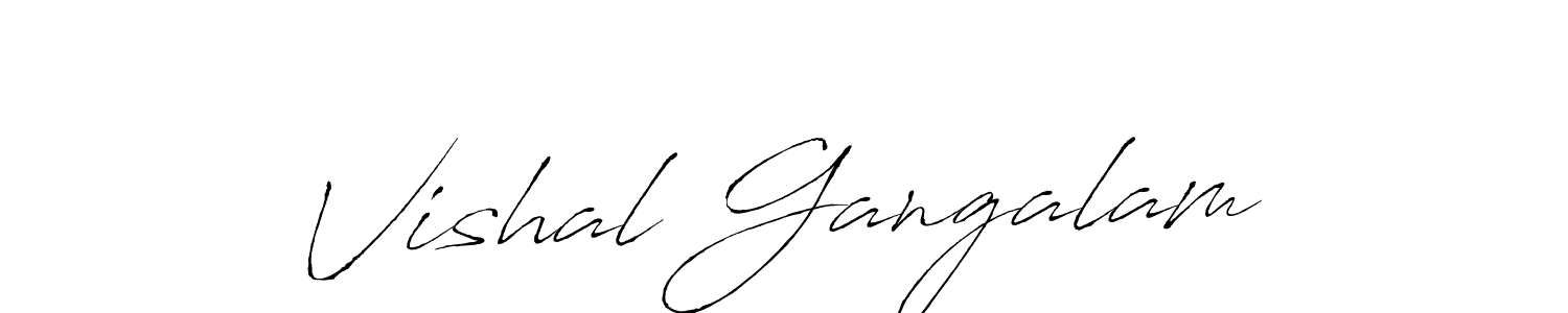 if you are searching for the best signature style for your name Vishal Gangalam. so please give up your signature search. here we have designed multiple signature styles  using Antro_Vectra. Vishal Gangalam signature style 6 images and pictures png