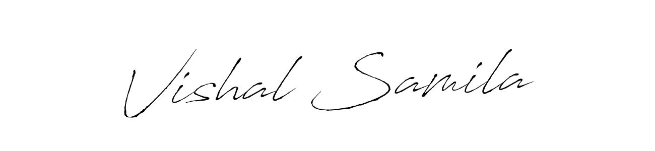 The best way (Antro_Vectra) to make a short signature is to pick only two or three words in your name. The name Vishal Samila include a total of six letters. For converting this name. Vishal Samila signature style 6 images and pictures png