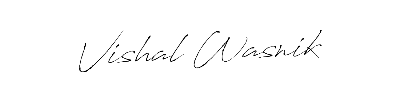 How to make Vishal Wasnik name signature. Use Antro_Vectra style for creating short signs online. This is the latest handwritten sign. Vishal Wasnik signature style 6 images and pictures png