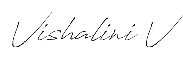 The Antro_Vectra handwriting style adds charm and authenticity to name Vishalini V. A wonderful choice for personal thank-you notes. Vishalini V signature style 6 images and pictures png