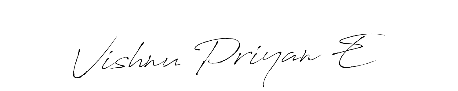 How to make Vishnu Priyan E name signature. Use Antro_Vectra style for creating short signs online. This is the latest handwritten sign. Vishnu Priyan E signature style 6 images and pictures png