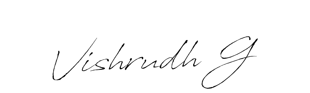 Use a signature maker to create a handwritten signature online. With this signature software, you can design (Antro_Vectra) your own signature for name Vishrudh G. Vishrudh G signature style 6 images and pictures png