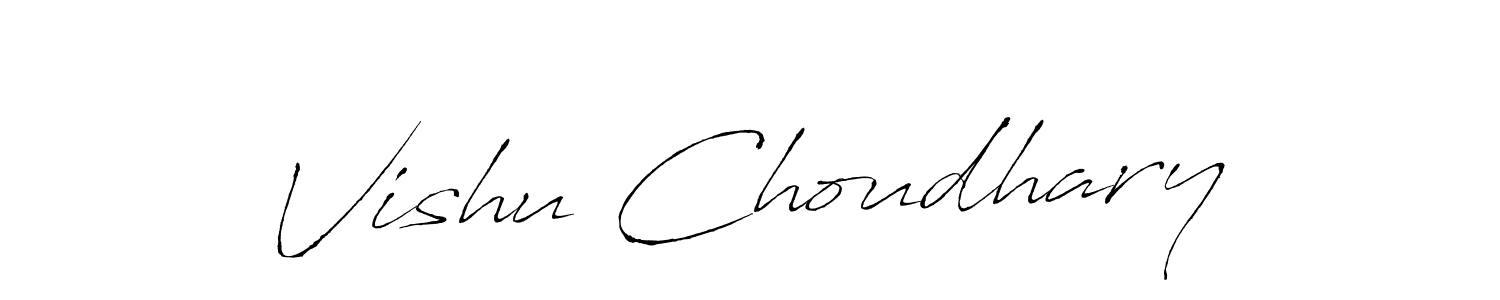 How to make Vishu Choudhary name signature. Use Antro_Vectra style for creating short signs online. This is the latest handwritten sign. Vishu Choudhary signature style 6 images and pictures png