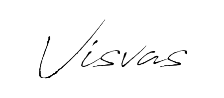 A sleek calligraphic signature for name Visvas utilizing Antro_Vectra styling. Great for adding personal signatures to photos and art. Visvas signature style 6 images and pictures png