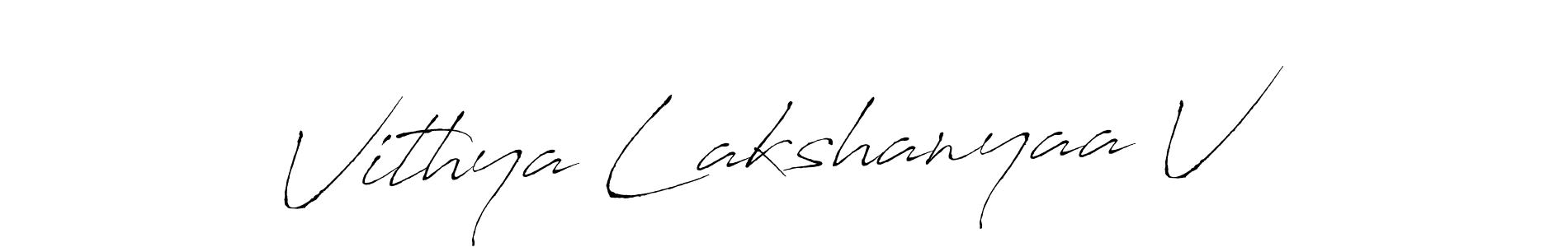 The best way (Antro_Vectra) to make a short signature is to pick only two or three words in your name. The name Vithya Lakshanyaa V include a total of six letters. For converting this name. Vithya Lakshanyaa V signature style 6 images and pictures png