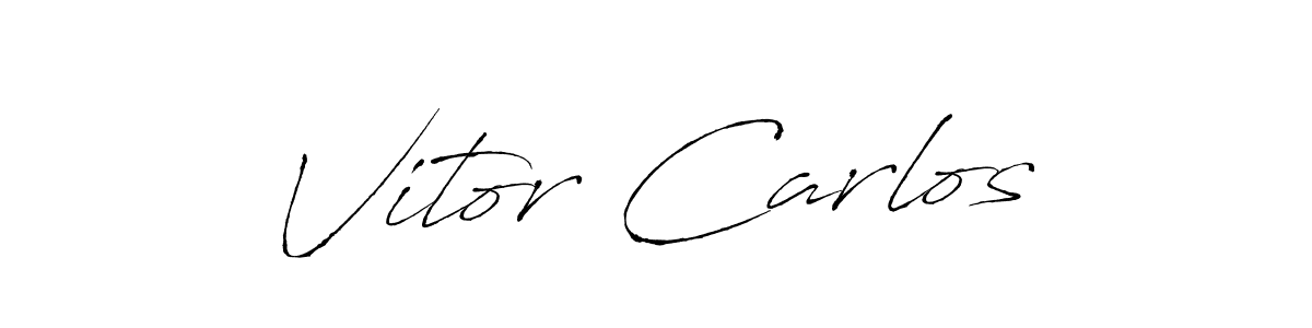 Create a beautiful signature design for name Vitor Carlos. With this signature (Antro_Vectra) fonts, you can make a handwritten signature for free. Vitor Carlos signature style 6 images and pictures png