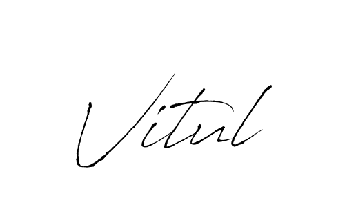 Use a signature maker to create a handwritten signature online. With this signature software, you can design (Antro_Vectra) your own signature for name Vitul. Vitul signature style 6 images and pictures png