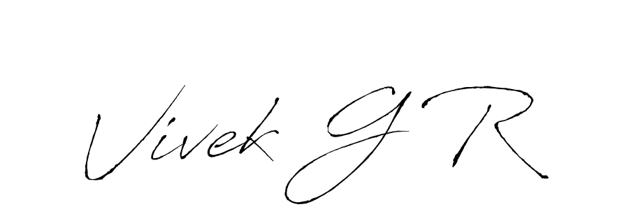 The best way (Antro_Vectra) to make a short signature is to pick only two or three words in your name. The name Vivek G R include a total of six letters. For converting this name. Vivek G R signature style 6 images and pictures png