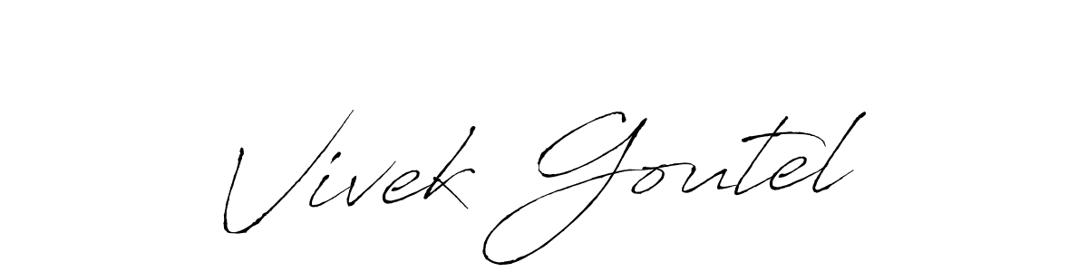 How to make Vivek Goutel name signature. Use Antro_Vectra style for creating short signs online. This is the latest handwritten sign. Vivek Goutel signature style 6 images and pictures png