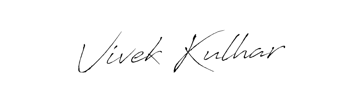 How to make Vivek Kulhar name signature. Use Antro_Vectra style for creating short signs online. This is the latest handwritten sign. Vivek Kulhar signature style 6 images and pictures png