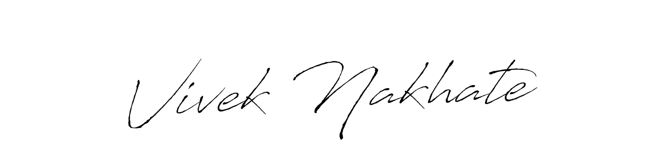 How to make Vivek Nakhate name signature. Use Antro_Vectra style for creating short signs online. This is the latest handwritten sign. Vivek Nakhate signature style 6 images and pictures png