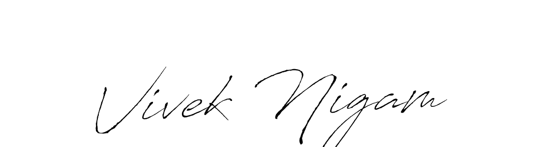 How to make Vivek Nigam name signature. Use Antro_Vectra style for creating short signs online. This is the latest handwritten sign. Vivek Nigam signature style 6 images and pictures png