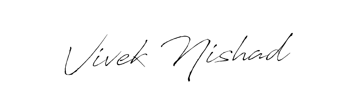 How to make Vivek Nishad name signature. Use Antro_Vectra style for creating short signs online. This is the latest handwritten sign. Vivek Nishad signature style 6 images and pictures png