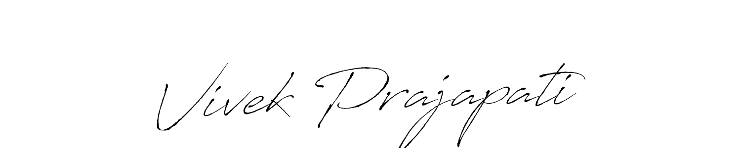 How to make Vivek Prajapati name signature. Use Antro_Vectra style for creating short signs online. This is the latest handwritten sign. Vivek Prajapati signature style 6 images and pictures png